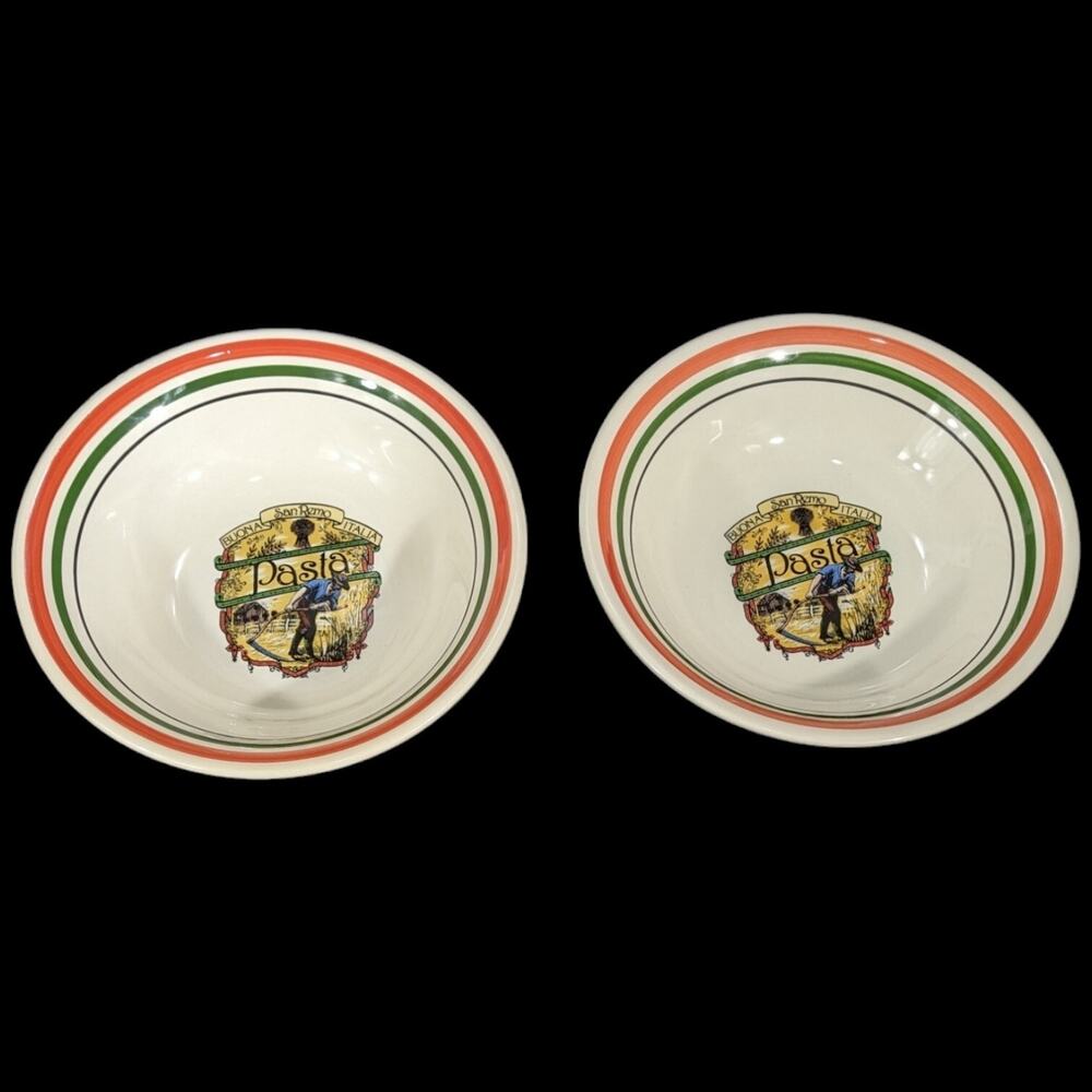 Himark Pasta Bowls 10.5 Inches Buona San Remo Italian Italy (Set of 2)